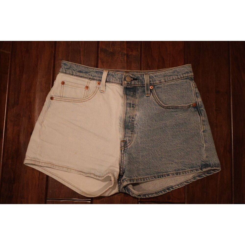LEVI'S 501 Two Tone Colorblock Denim Shorts High Rise Button Fly - Size 29